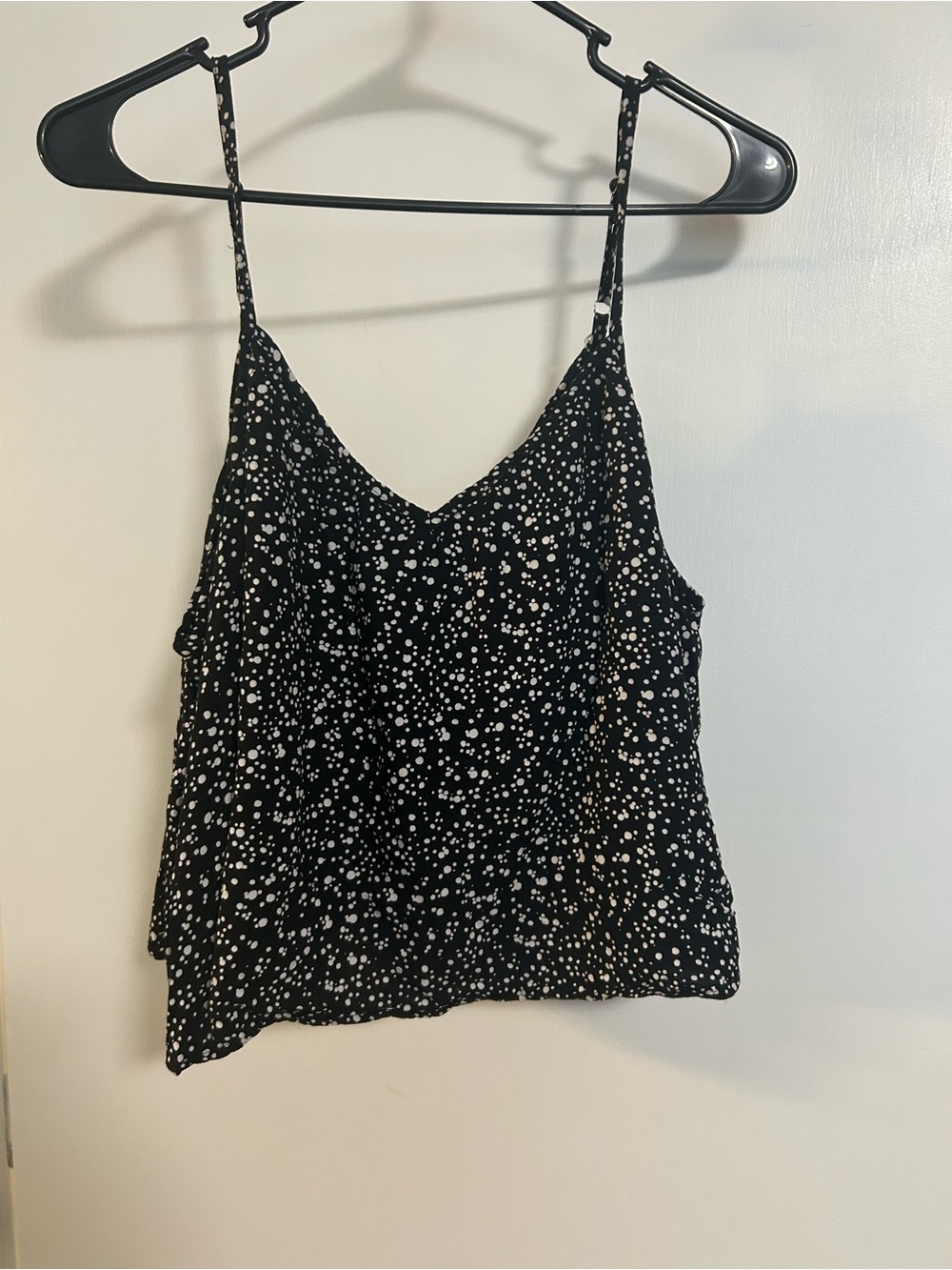 Angie Black Spotted V-Neck Spaghetti Strap Cami